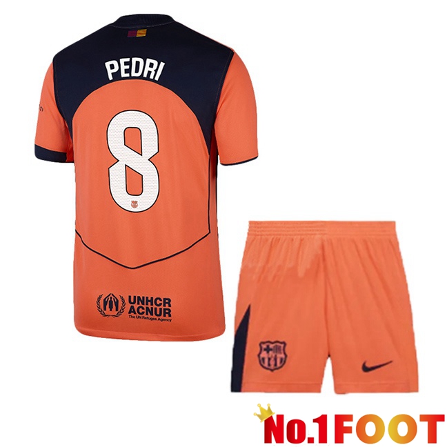 FC Barcelona (PEDRI 8) Kids Third Soccer Jersey Red 2025/2026