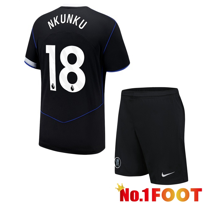 FC Chelsea (Nkunku 18) Kids Third Soccer Jersey Black 2025/2026