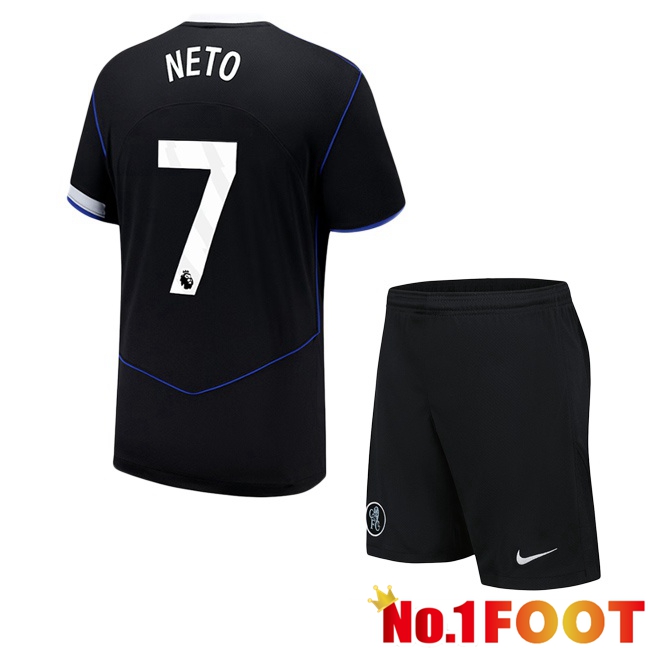 FC Chelsea (Neto 7) Kids Third Soccer Jersey Black 2025/2026