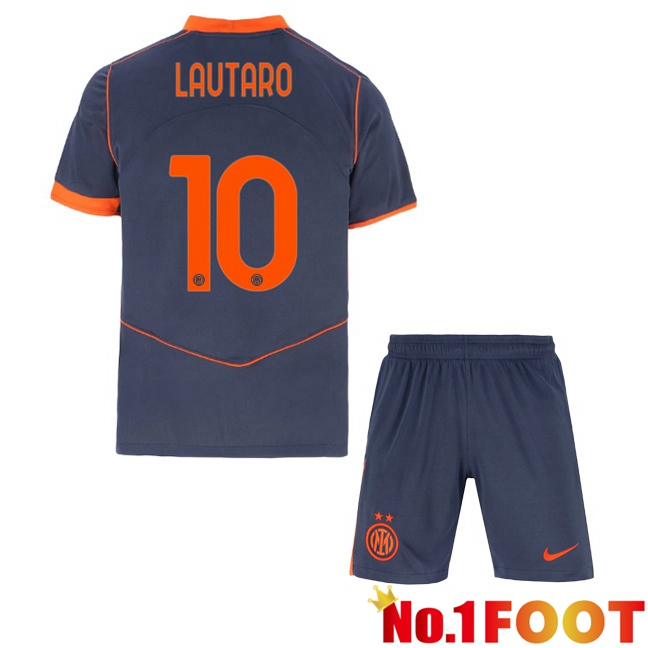 Inter Milan (LAUTARO 10) Kids Third Soccer Jersey Grey 2025/2026