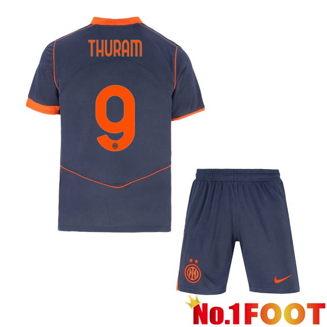 Inter Milan (THURAM 9) Kids Third Soccer Jersey Grey 2025/2026