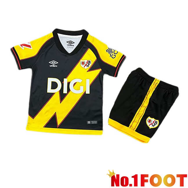 Rayo Vallecano Kids Third Soccer Jersey Black Yellow 2025/2026