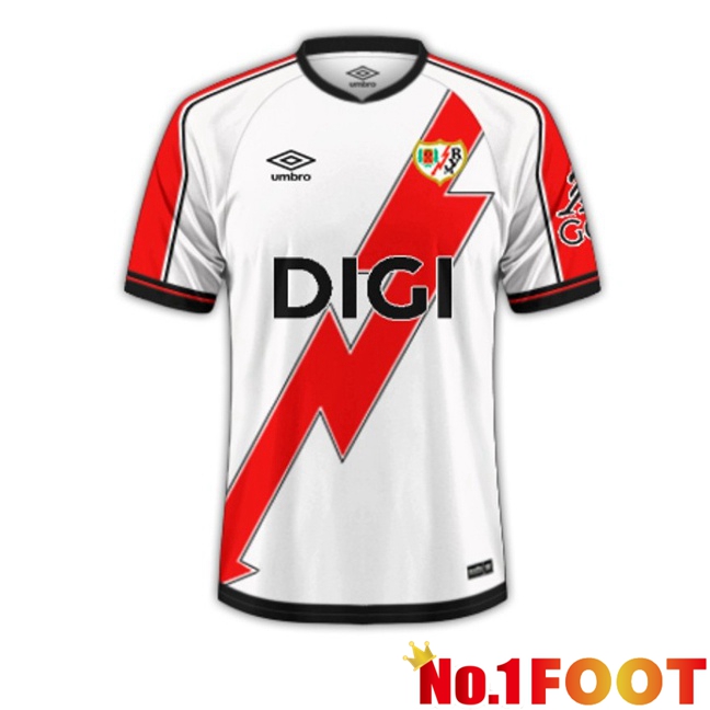 Rayo Vallecano Home Soccer Jersey Red White 2025/2026