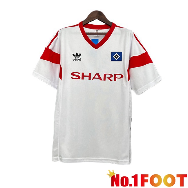 Hamburger SV Retro Home Soccer Jersey White 1988-1989