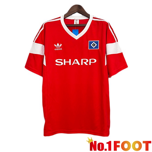 Hamburger SV Retro Away Soccer Jersey Red 1988-1989