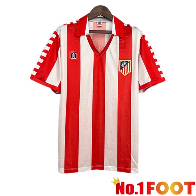 Atletico Madrid Retro Home Soccer Jersey Red White 1982-1983
