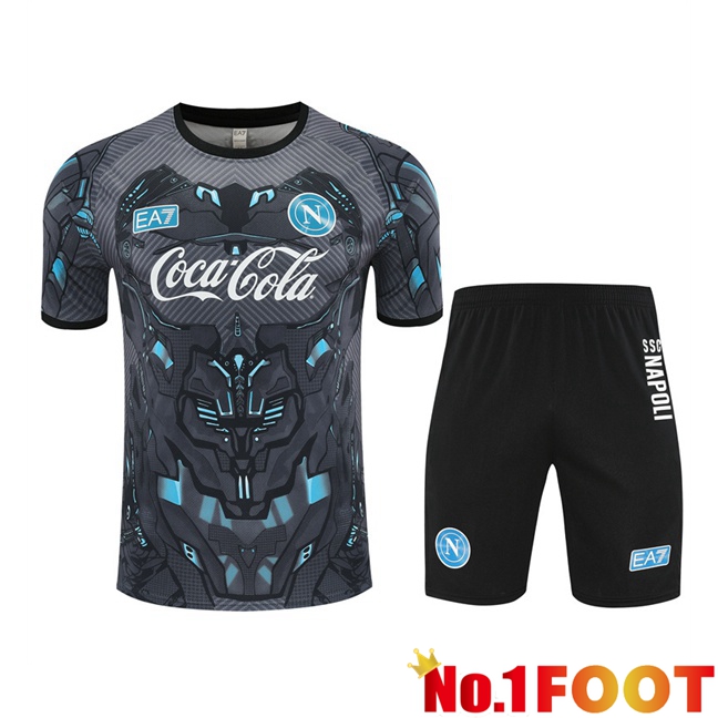 SSC Napoli kit Training T Shirt + Shorts Black 2025/2026