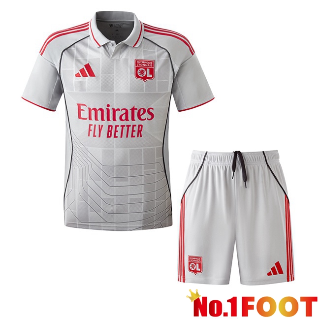 lyon OL Kids Third Soccer Jersey Grey 2025/2026