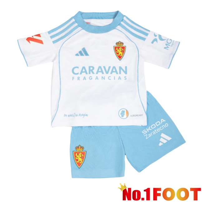 Real Zaragoza Kids Home Soccer Jersey White 2025/2026