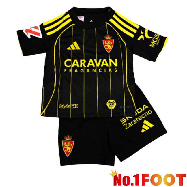 Real Zaragoza Kids Away Soccer Jersey Black 2025/2026