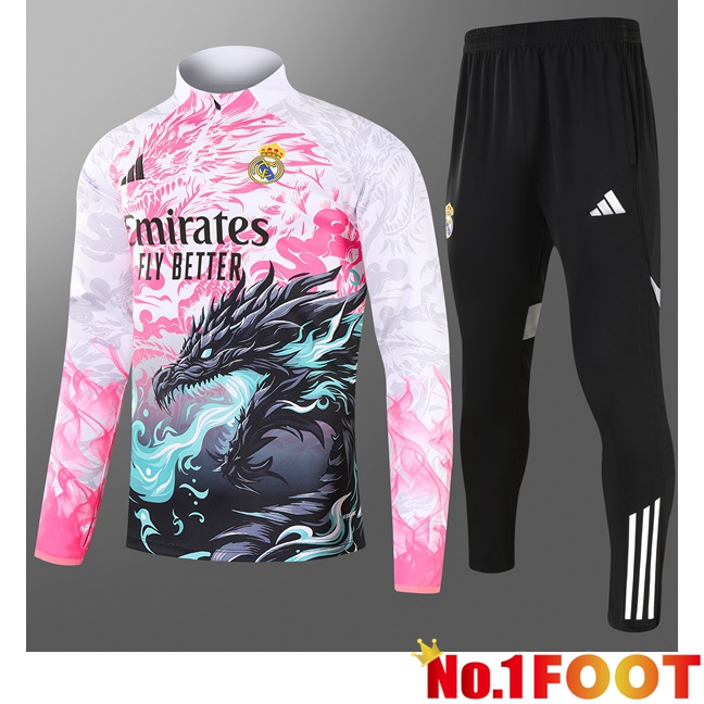 Real Madrid Kids kit Training Tracksuit Pink White 2025/2026