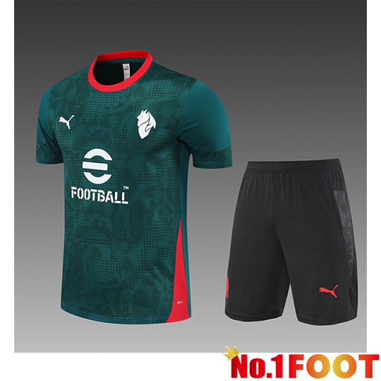 AC Milan Kids kit Training T Shirt Green/Red 2025/2026