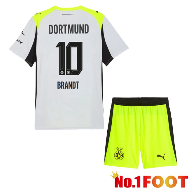 Dortmund BVB (Brandt 10) Kids Away Soccer Jersey Grey Green 2025/2026