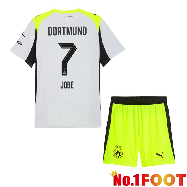 Dortmund BVB (Jobe 7) Kids Away Soccer Jersey Grey Green 2025/2026