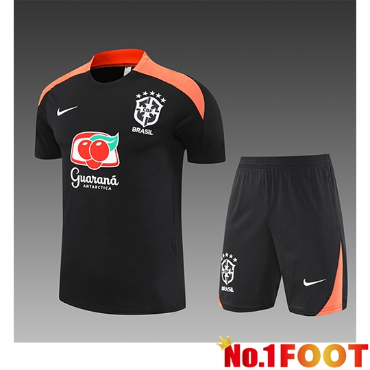 Brésil Kids kit Training T Shirt Black/Orange 2025/2026