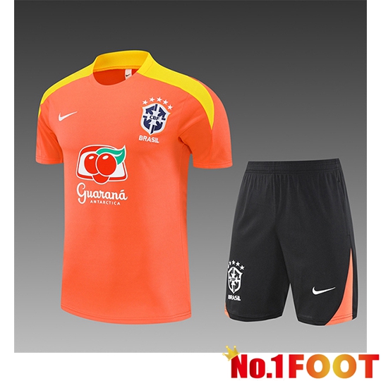 Brésil Kids kit Training T Shirt Orange/Yellow 2025/2026