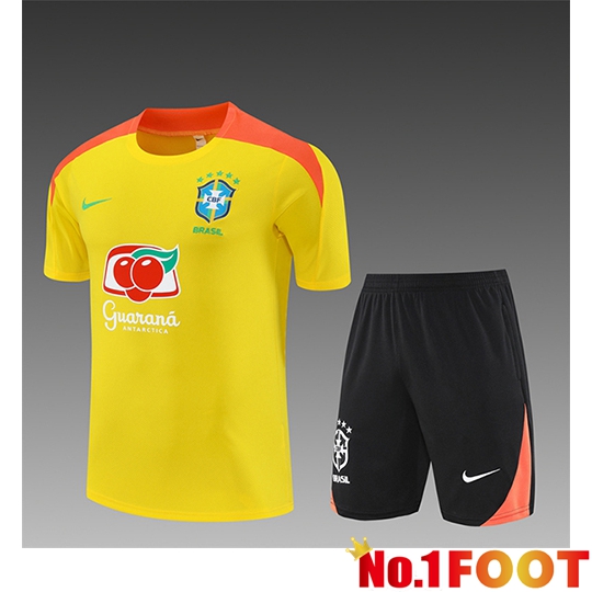 Brésil Kids kit Training T Shirt Yellow/Orange 2025/2026