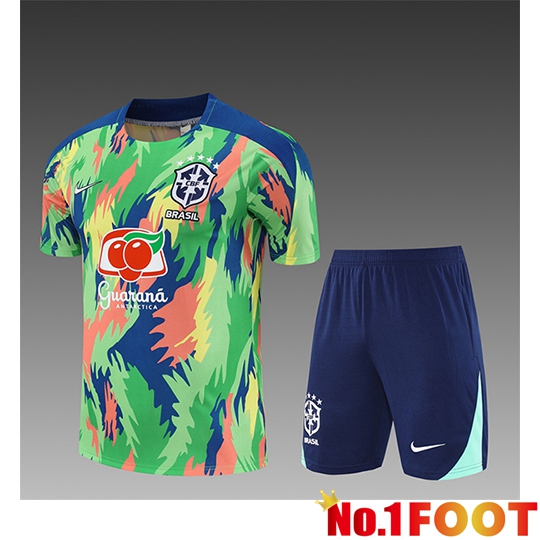 Brésil Kids kit Training T Shirt Green/Blue/Yellow 2025/2026
