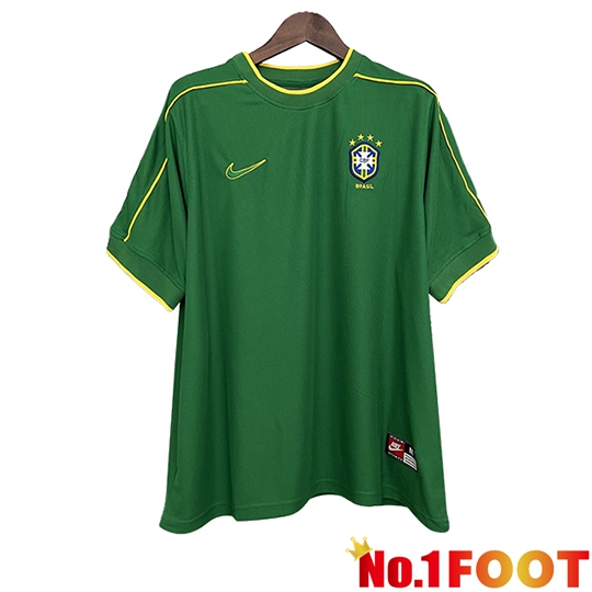 Brazil Retro Goalkeeper Soccer Jersey Green 1998