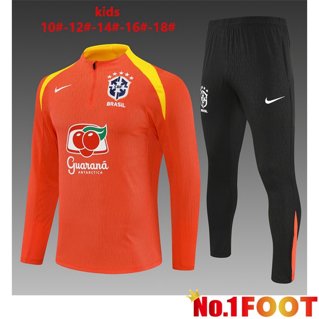 Brazil Kids kit Training Tracksuit Orange 2025/2026