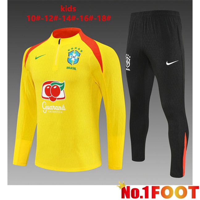 Brazil Kids kit Training Tracksuit Yellow 2025/2026