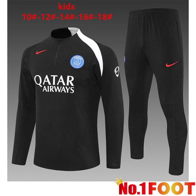 Paris PSG Kids kit Training Tracksuit Black 2025/2026