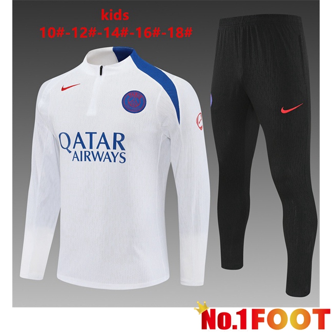 Paris PSG Kids kit Training Tracksuit White 2025/2026