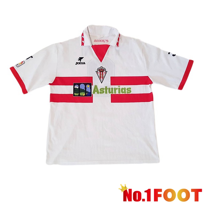 Sporting Gijon Retro Away Soccer Jersey White 1996-1997