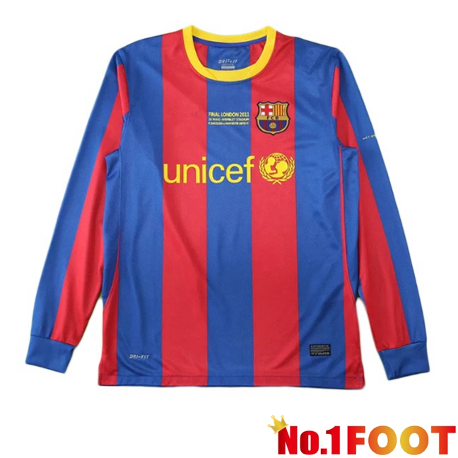 FC Barcelona Retro Home Soccer Jersey Long sleeve Blue Red 2010-2011