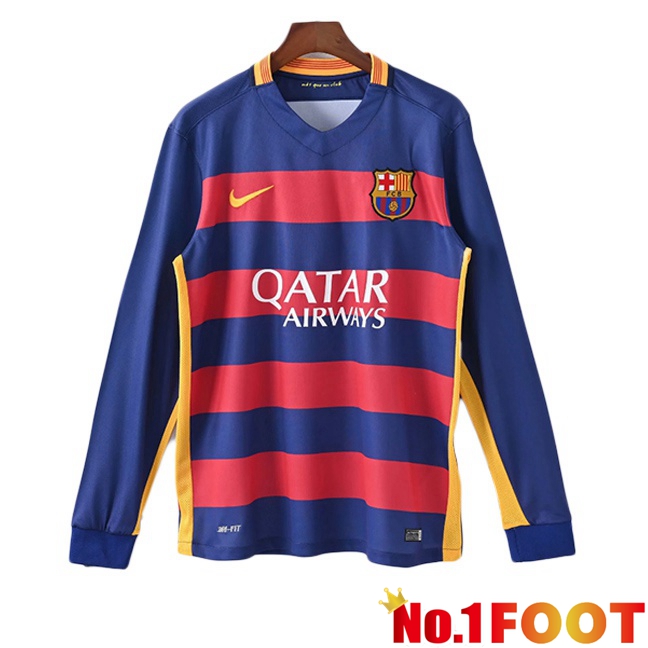 FC Barcelona Retro Home Soccer Jersey Long sleeve Blue Red 2015-2016