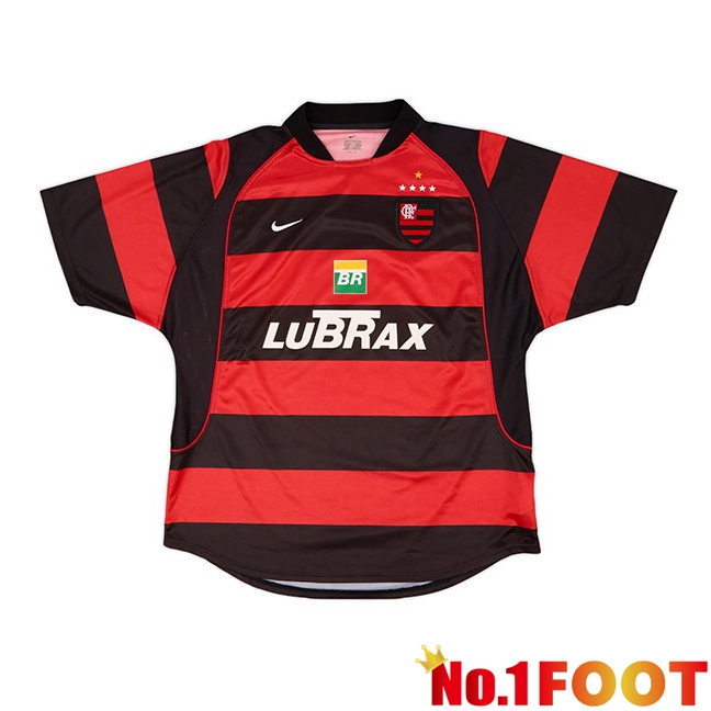 Flamengo Retro Home Soccer Jersey Red Black 2002-2003