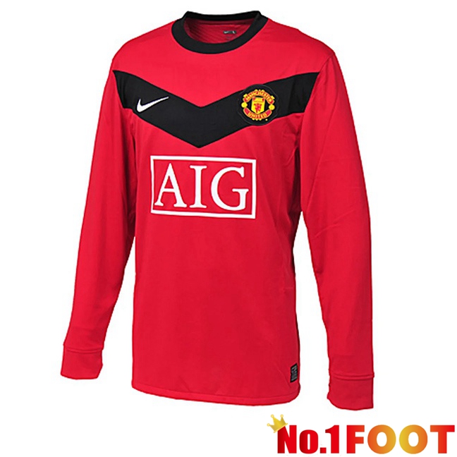Manchester United Retro Home Soccer Jersey Long sleeve Red 2009-2010