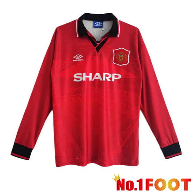 Manchester United Retro Home Soccer Jersey Long sleeve Red 1994-1996
