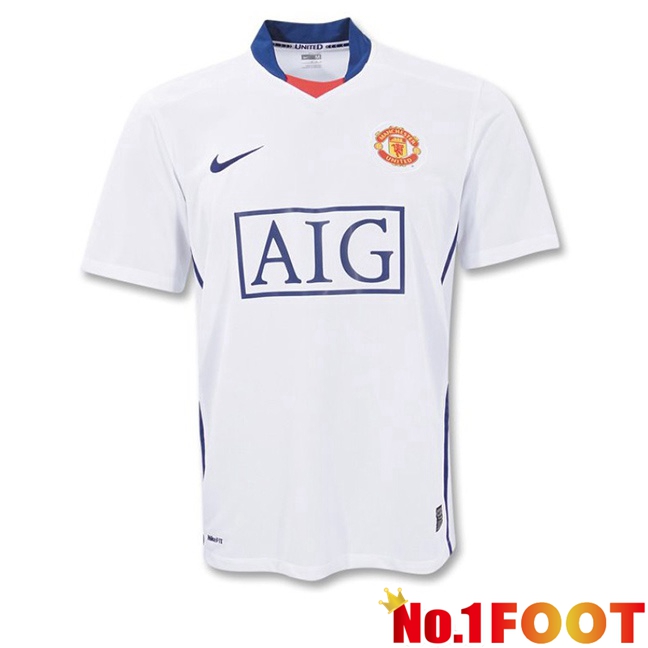 Manchester United Retro Away Soccer Jersey White 2008-2009