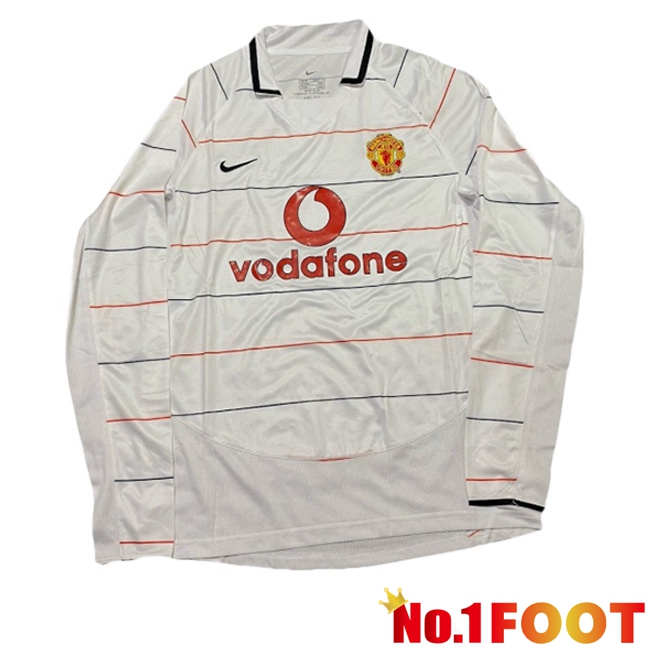 Manchester United Retro Third Soccer Jersey Long sleeve White 2003-2005