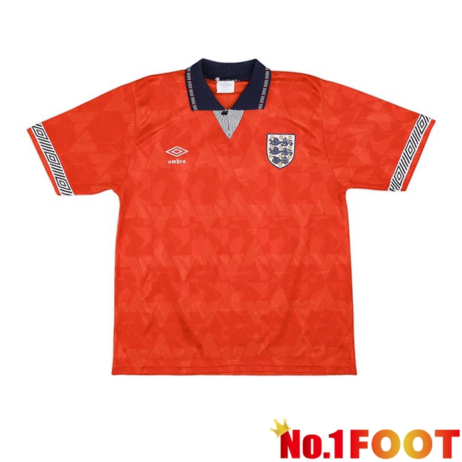 England Retro Away Soccer Jersey Orange 1990
