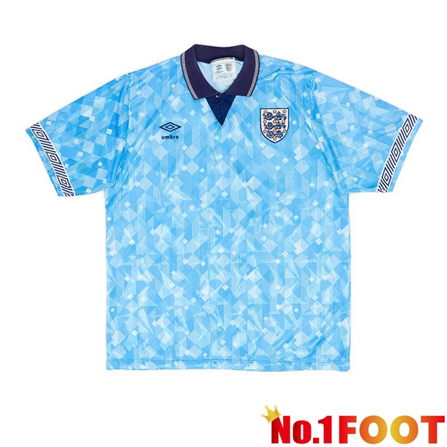 England Retro Third Soccer Jersey Blue 1990