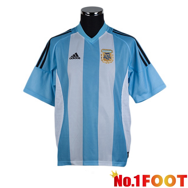 Argentinae Retro Home Soccer Jersey White Blue 2002