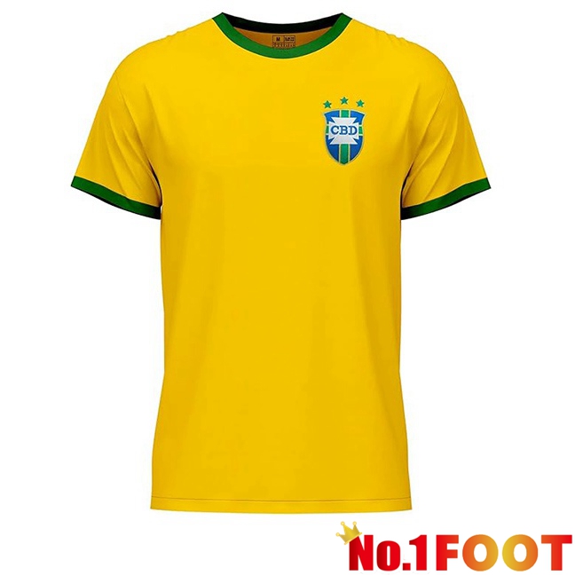 Brazil Retro Home Soccer Jersey Yellow 1971