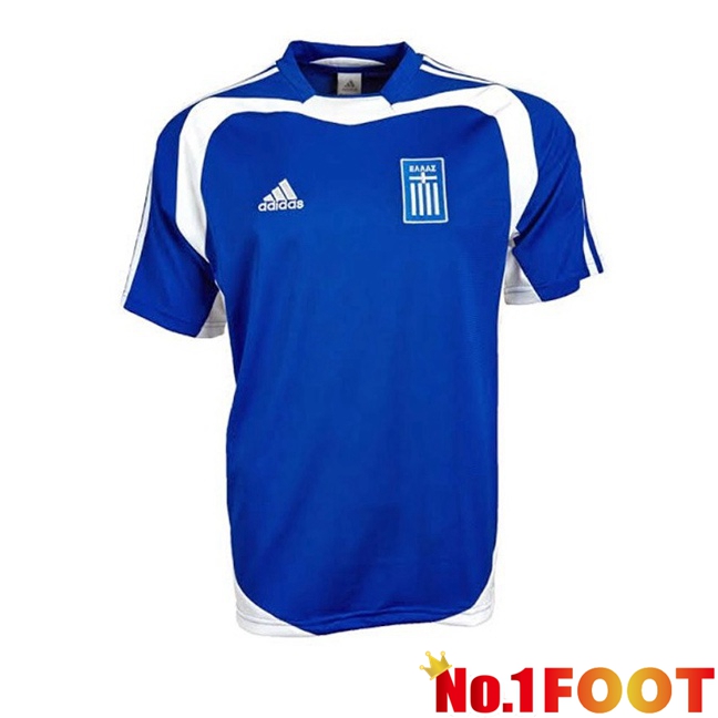 Greece Retro Home Soccer Jersey Blue 2004