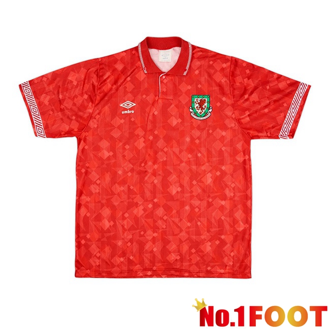 Pays de Galles Retro Home Soccer Jersey Red 1990-1991