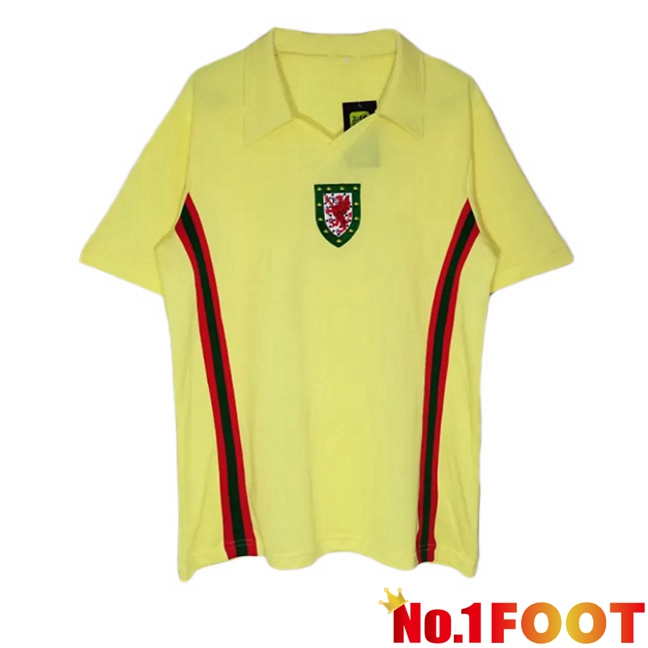 Pays de Galles Retro Away Soccer Jersey Yellow 1976-1979