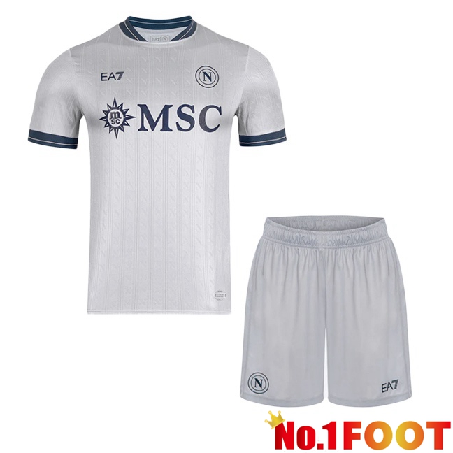 SSC Napoli EURO Kids Goalkeeper Soccer Jersey Grey 2025/2026