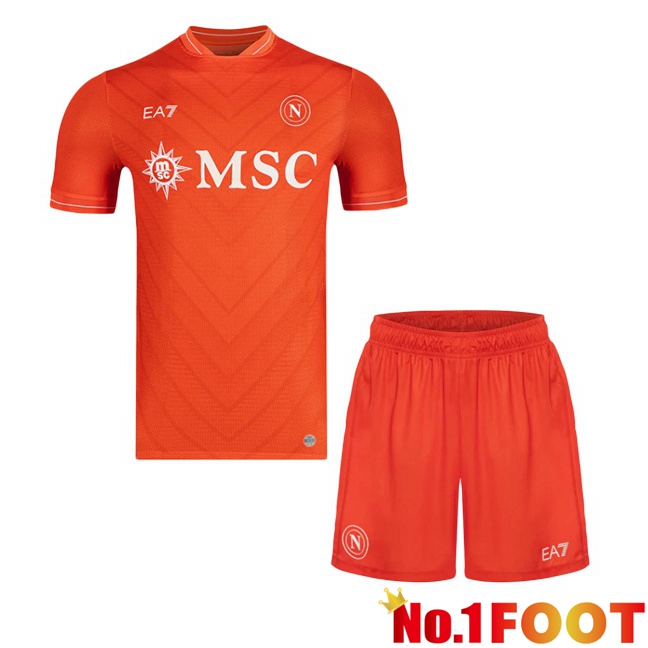 SSC Napoli Kids Goalkeeper Soccer Jersey Orange 2025/2026