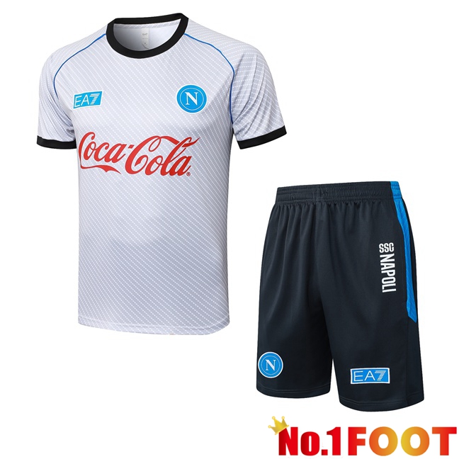 SSC Napoli kit Training T Shirt + Shorts White 2025/2026