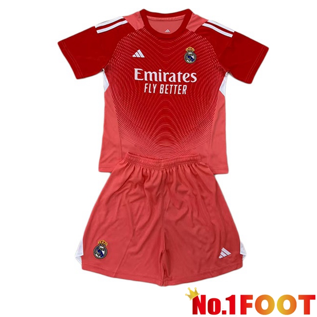 Real Madrid Kids Goalkeeper Soccer Jersey Red 2025/2026