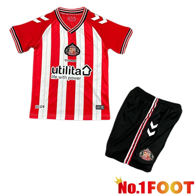 Sunderland AFC Kids Home Soccer Jersey Red White 2025/2026