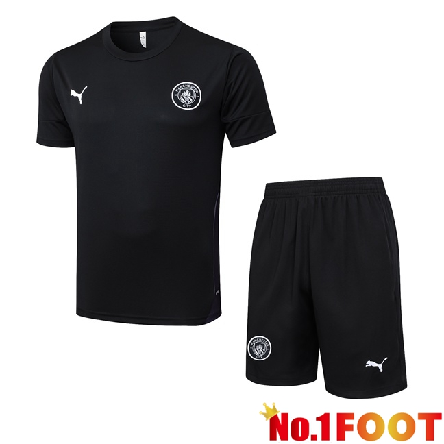 Manchester City kit Training T Shirt + Shorts Black 2025/2026
