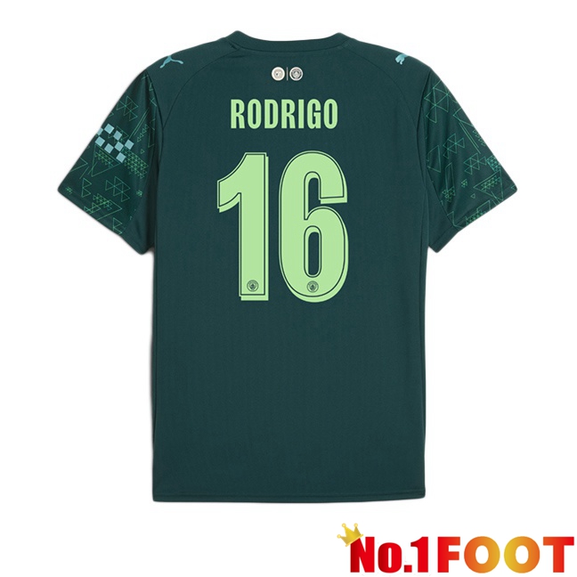 Manchester City (Rodrigo 16) Fourth Soccer Jersey Green 2025/2026