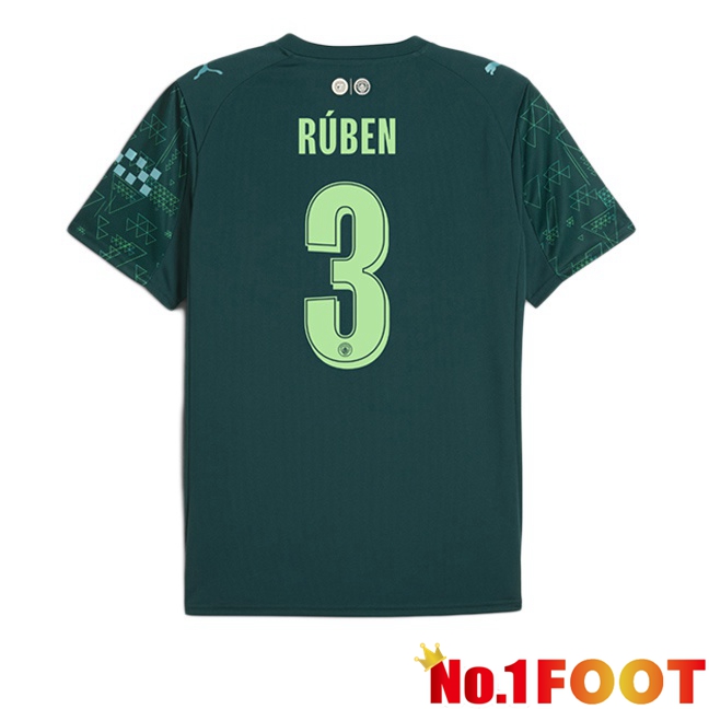 Manchester City (Ruben Dias 3) Fourth Soccer Jersey Green 2025/2026